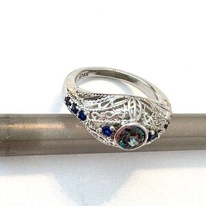 Mystic Topaz, and Tanzanite 925 marked ring size 6 1/2